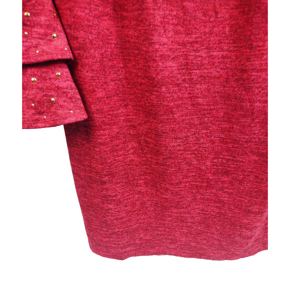 Tacera Women’s Midi Dress Bell Sleeves Gold Beads Plus Size 1X Red Wine - Picture 4 of 5